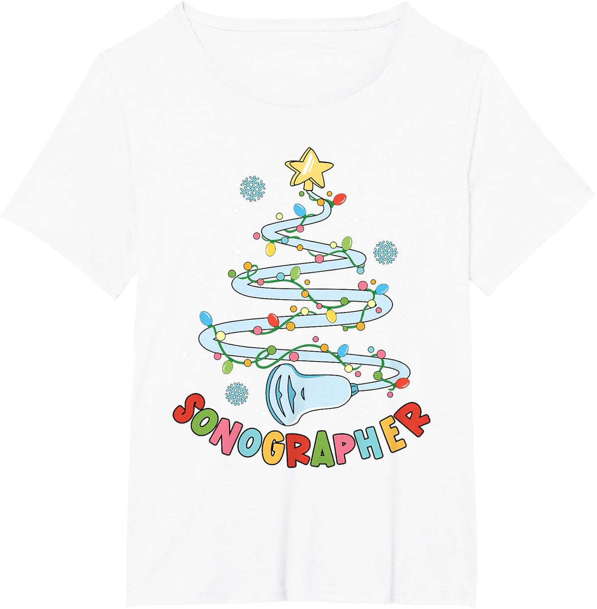 Funny Sonographer Christmas Tree Ultrasound Tech Shirt Matching Group Tees T-Shirt - White