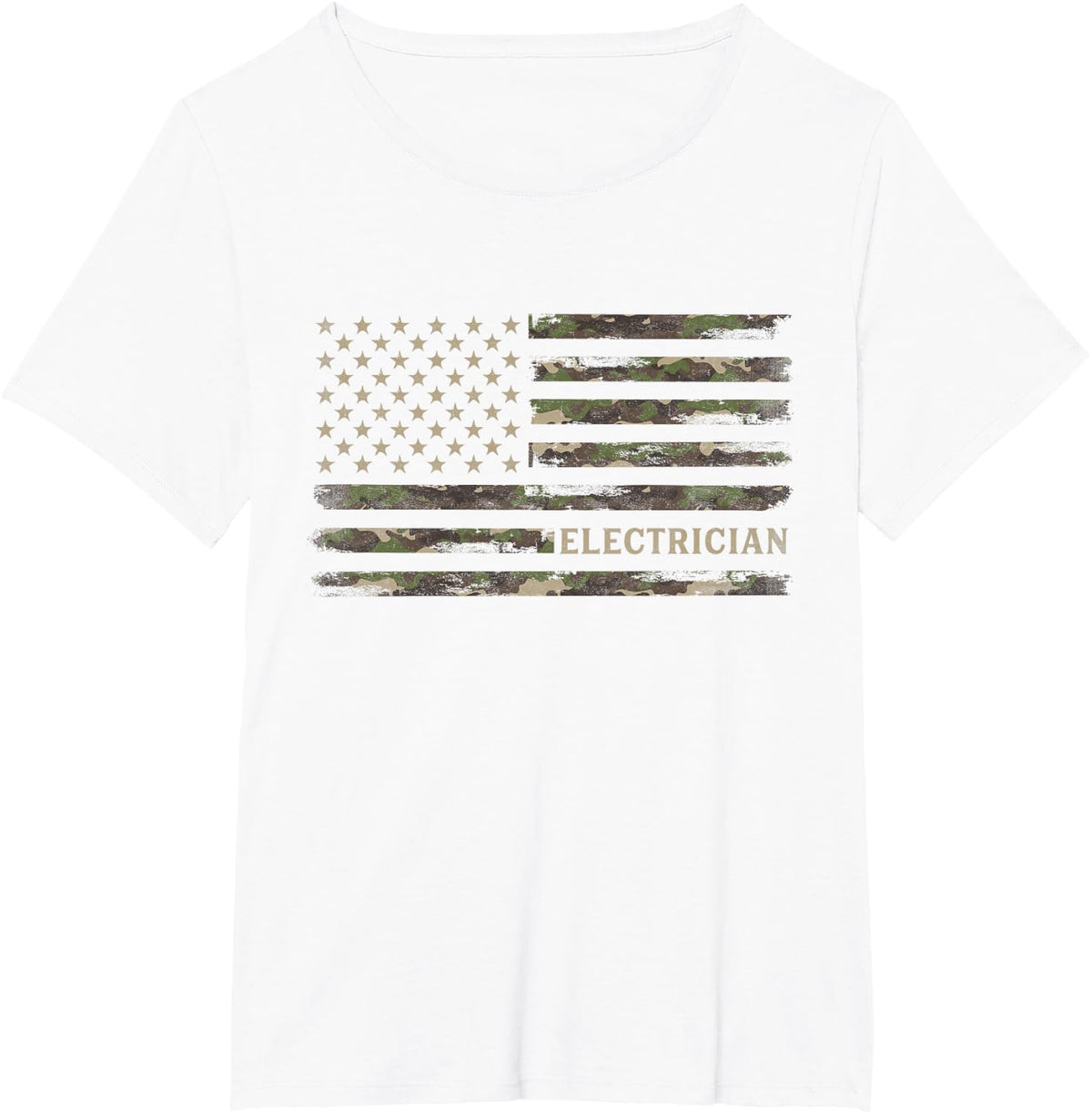 Camo Electrician Camourflage USA Flag Fathers Day T-Shirt - White