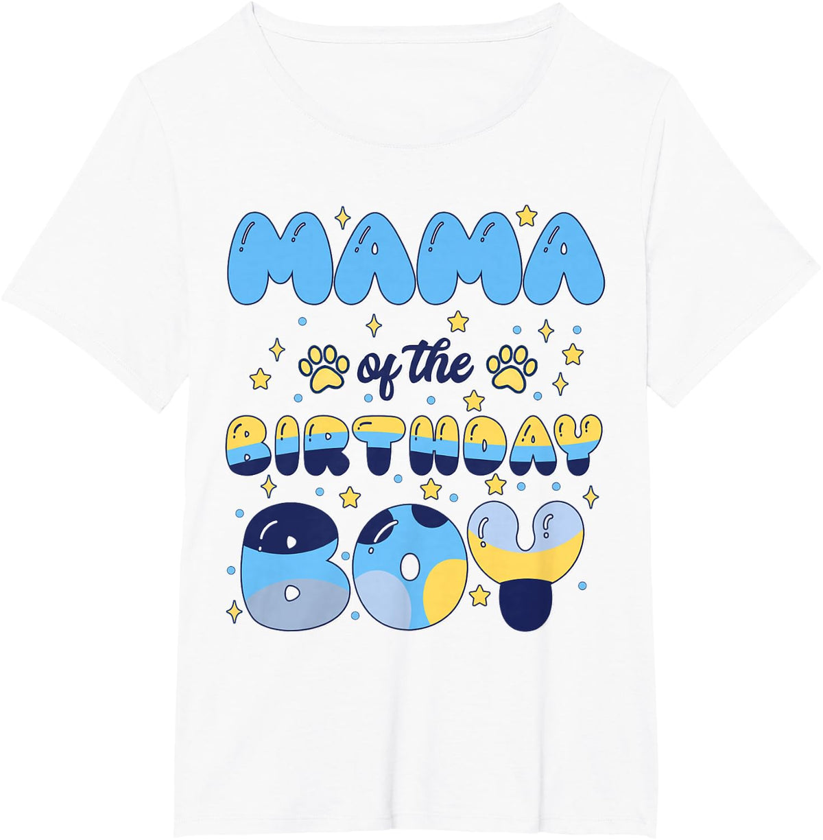 Mama of The Bday Boy Blue Dog Theme Party Family Matching T-Shirt - White