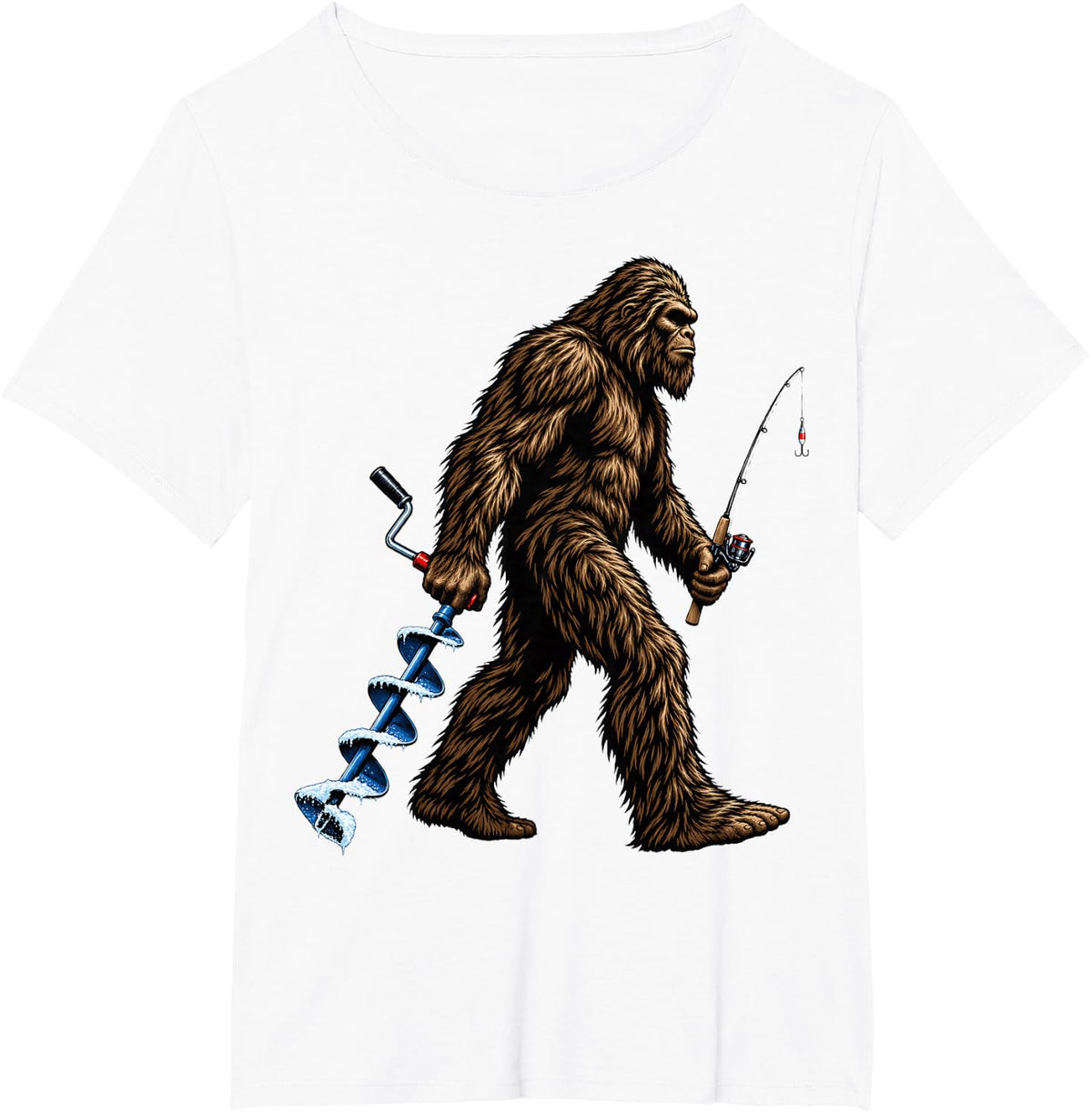 Bigfoot Ice Fishing T-Shirt - White