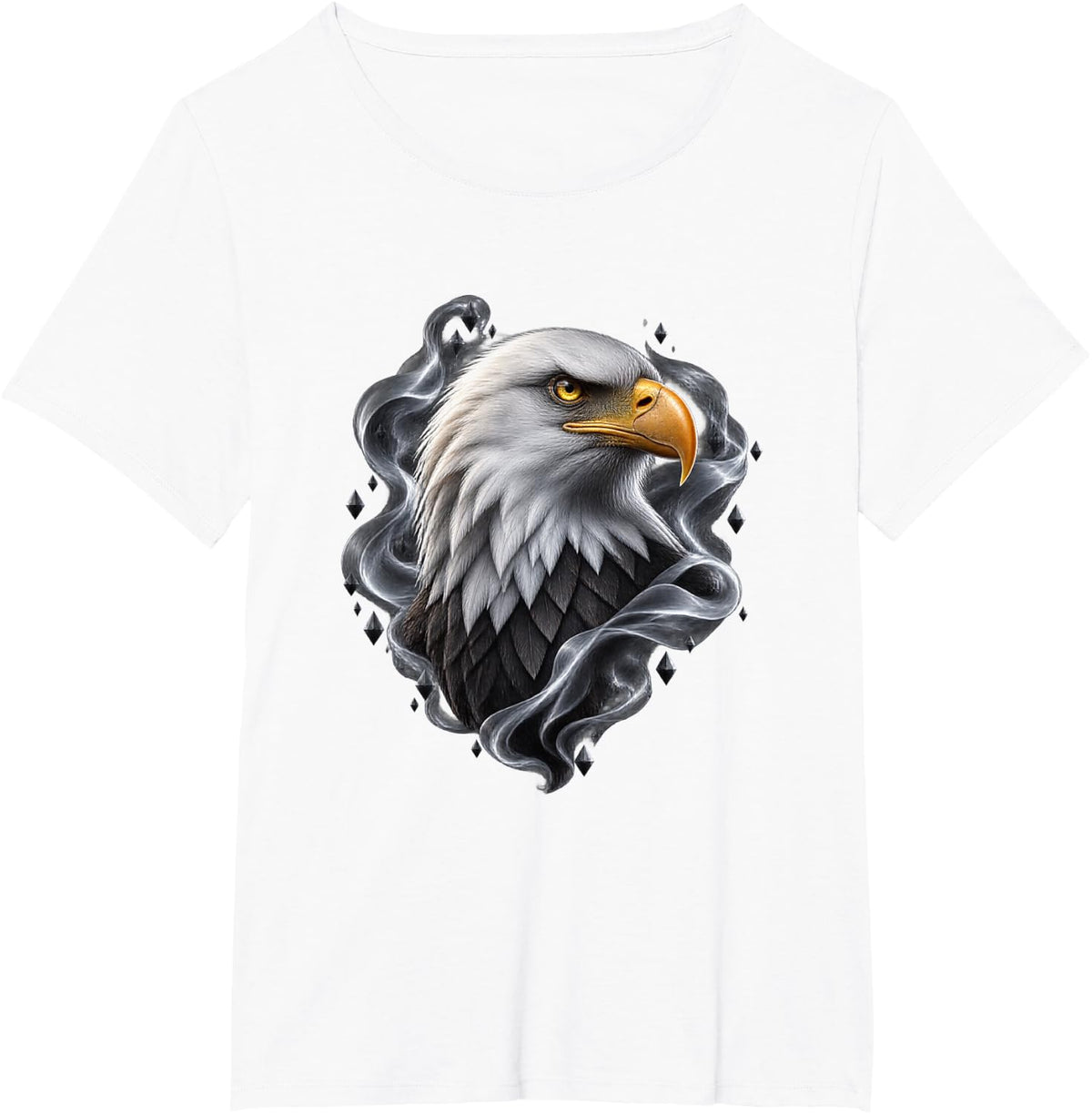 Bald Eagle with White Smoke Crown Bird Art T-Shirt - White