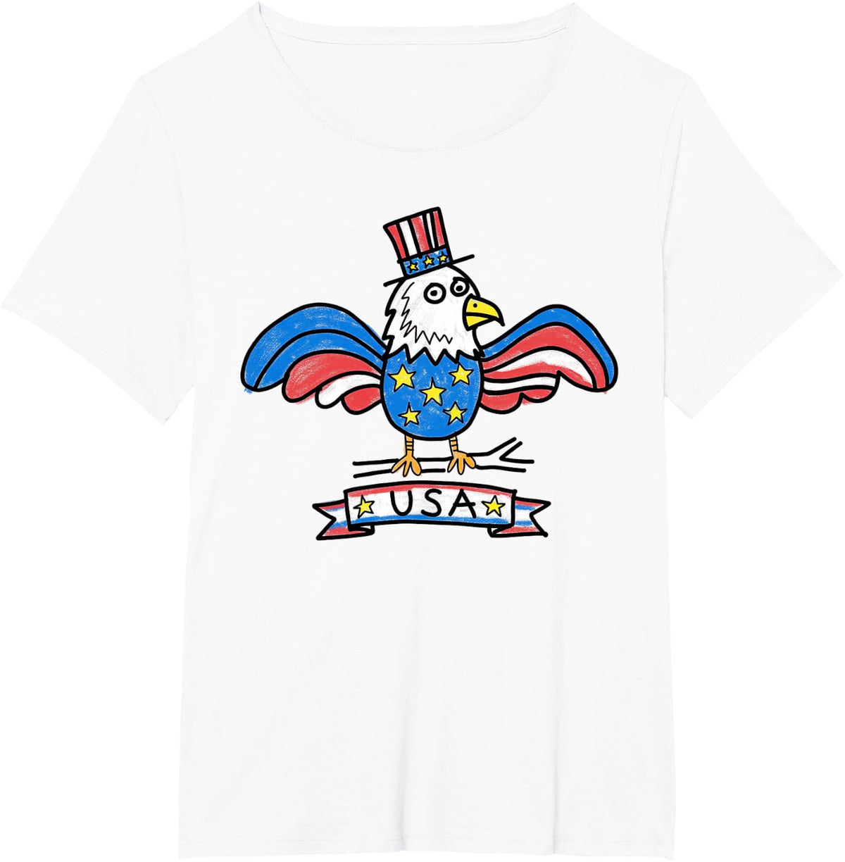 USA Eagle Retro Hand Drawn for Men Women Teens T-Shirt - White