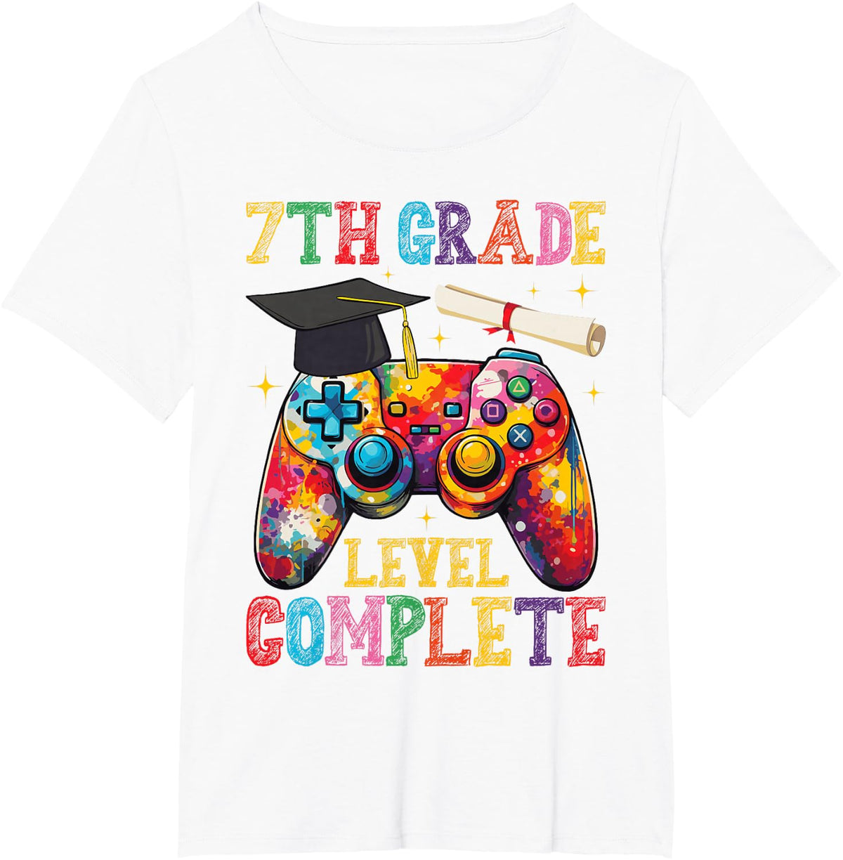 7th Grade Level Complete Graduation Gamers Last Day School T-Shirt - White