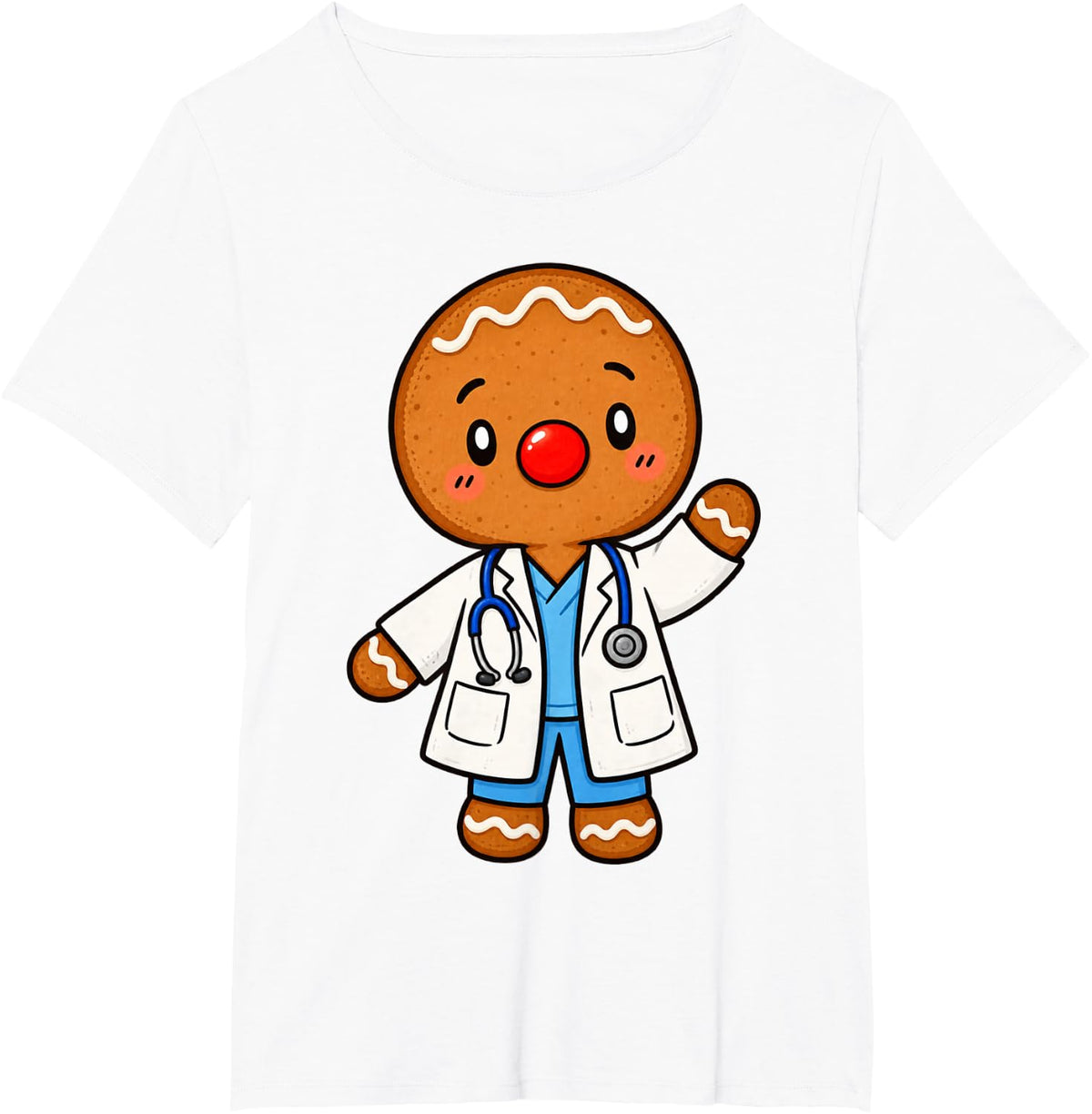 Christmas Gingerbread Doctor Stethoscope Medical Holiday T-Shirt - White