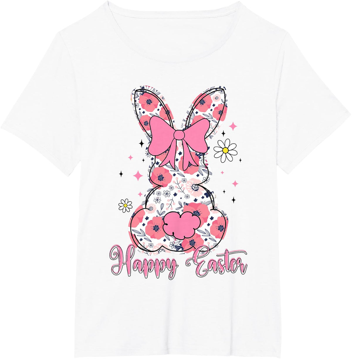 Happy Easter Rabbit Coquette Bow Bunny Women Girl Kids T-Shirt - White