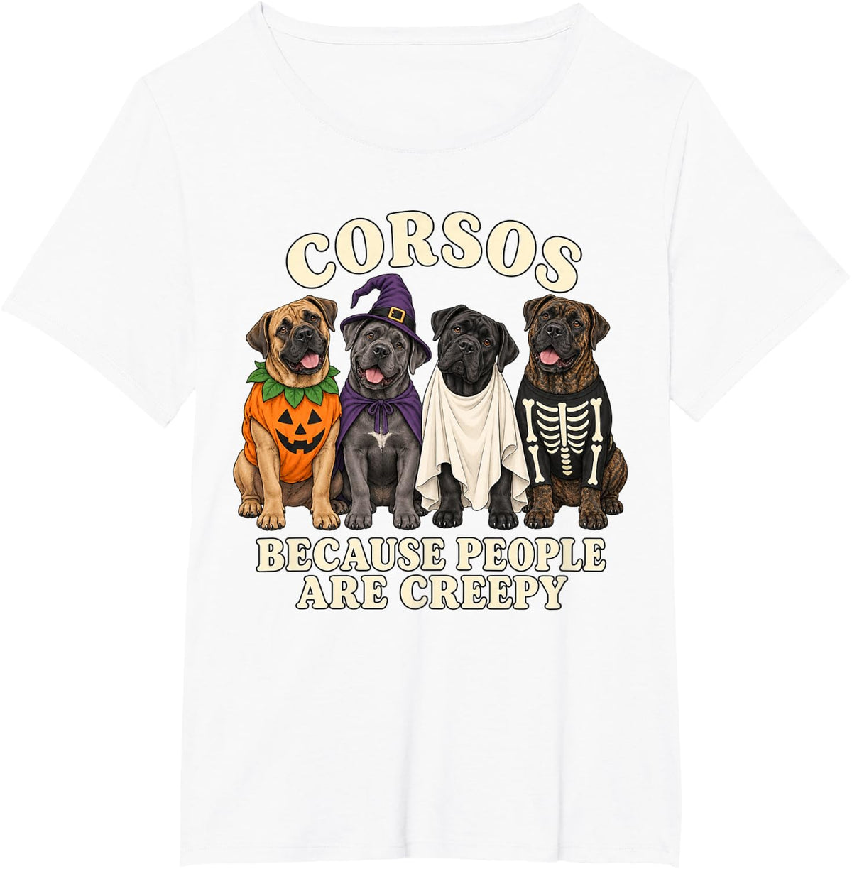 Cane Corso Halloween Cute Costume Crew T-Shirt - White