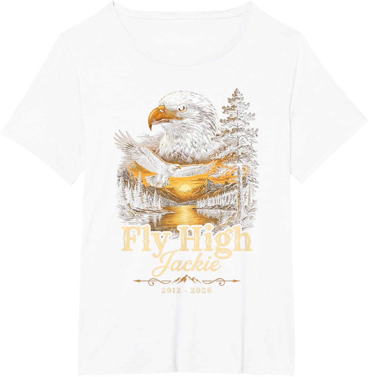 Fly High Jackie The Big Bear Bald Eagle Supports Wildlife T-Shirt - White