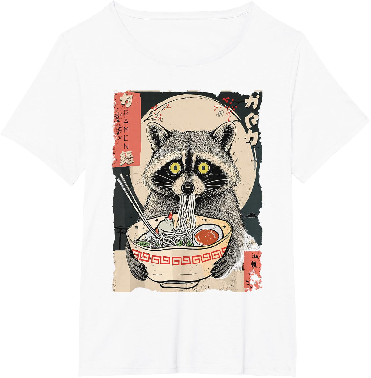 Ramen Raccoon Funny Japanese Noodles Animal Men Kids T-Shirt - White