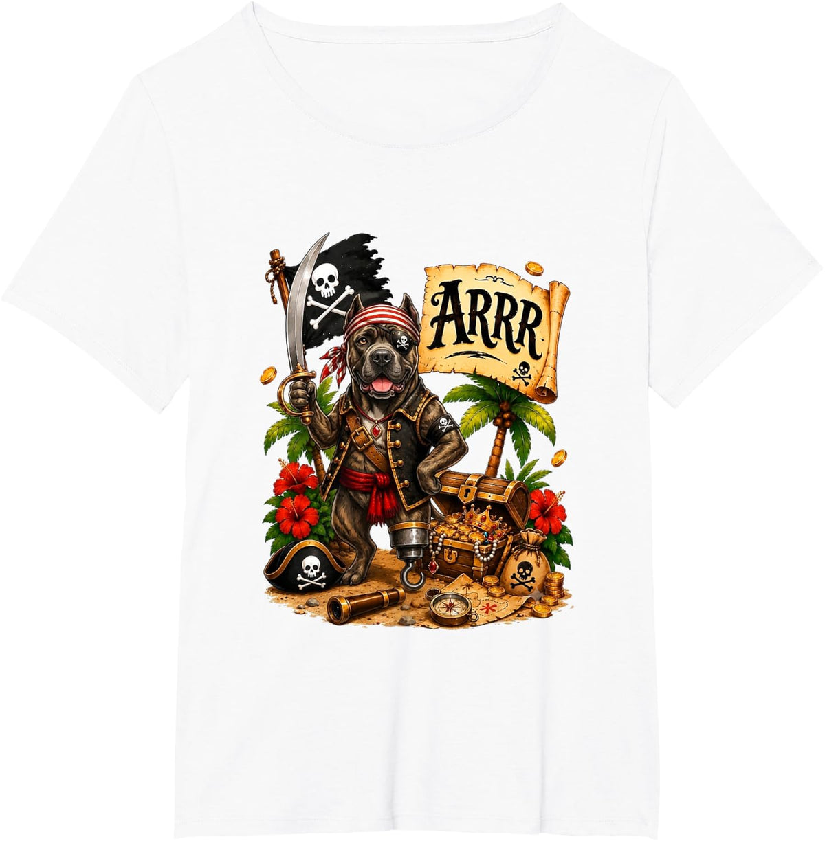 Cane Corso As Pirate Halloween Hawaiian Costume Owner Lover T-Shirt - White