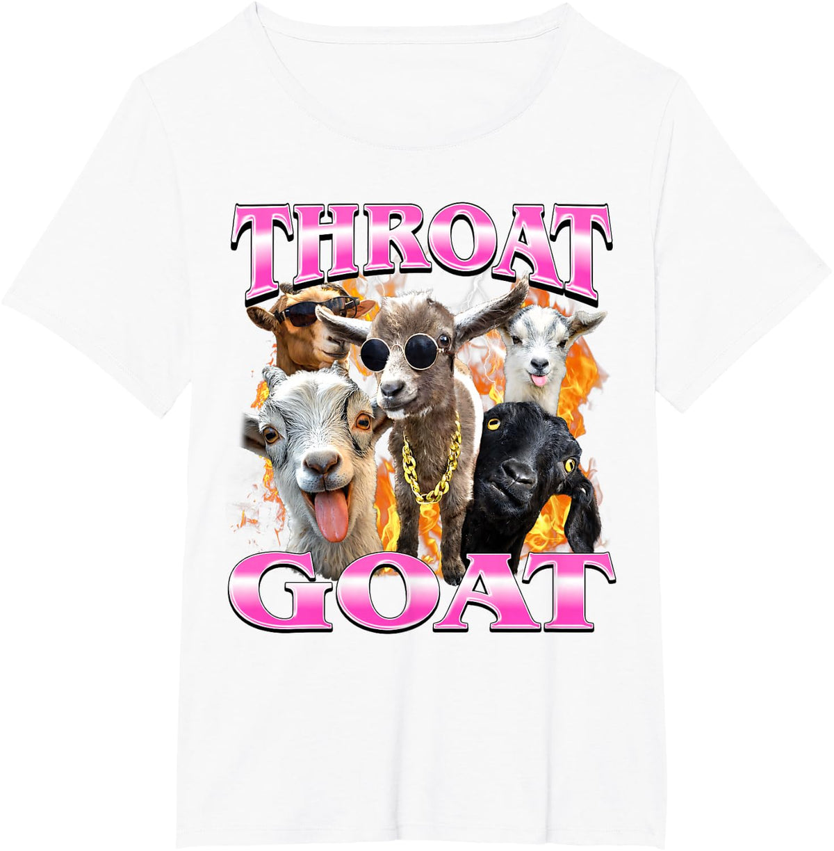 Throat Goat Funny Offensive Humor Bootleg T-Shirt - White