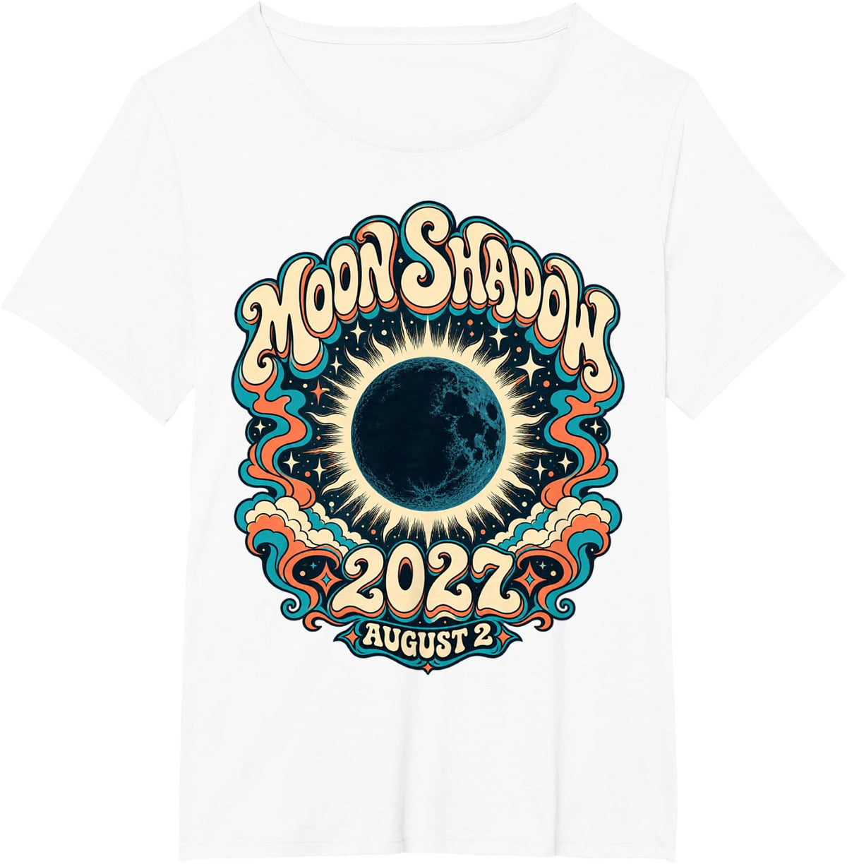 Moon Shadow 2027 Retro Total Solar Eclipse T-Shirt - White