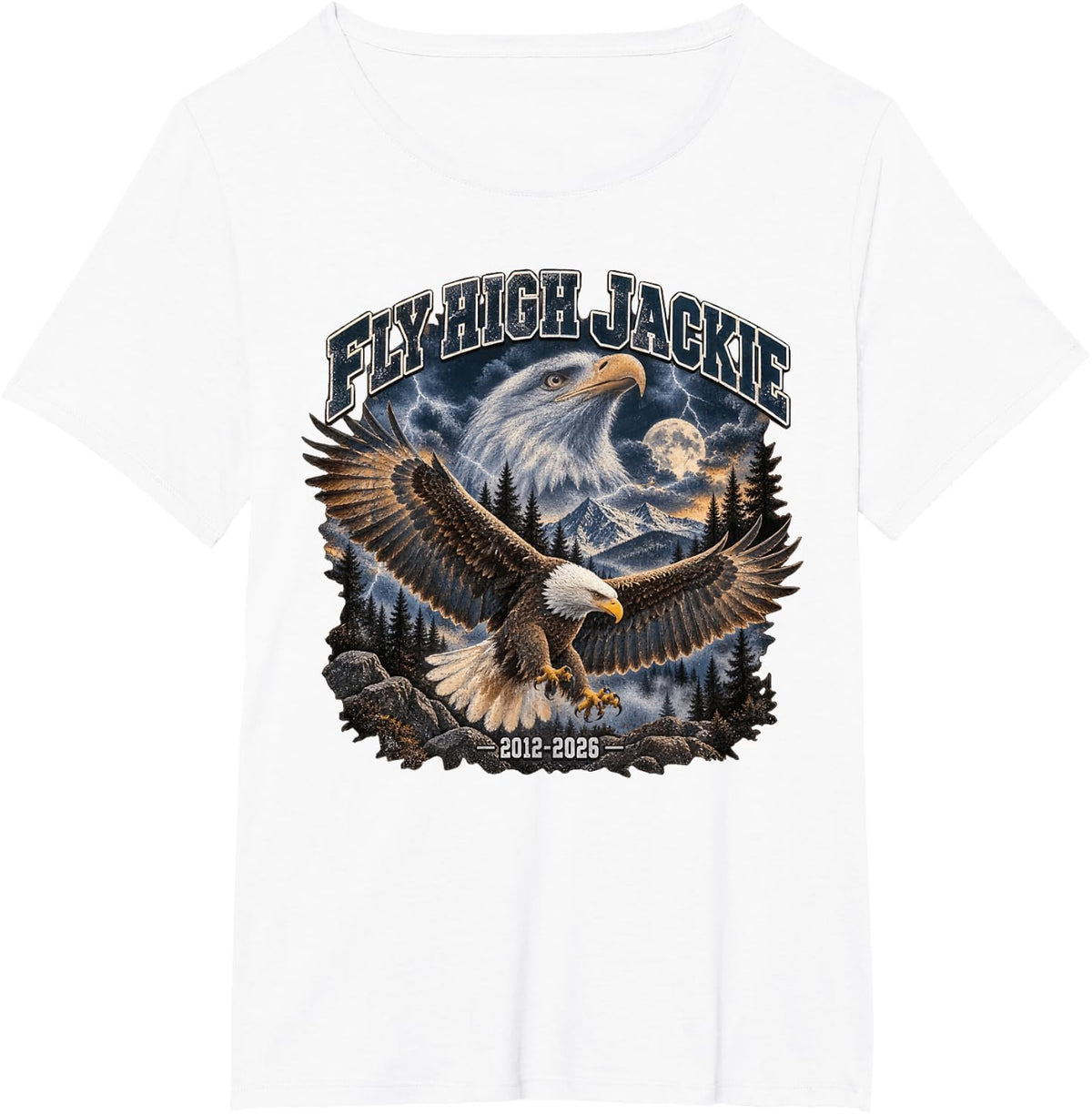 Fly High Jackie, Jackie and Shadow Bald Eagle for Men Women T-Shirt - White