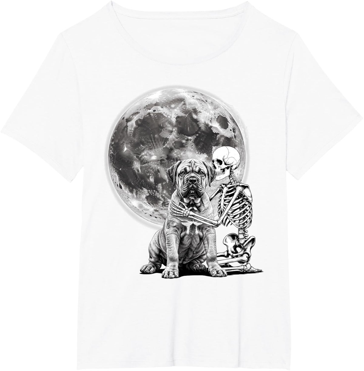 Skeleton Hugging Dog Halloween Cane Corso Lover Mom Dad T-Shirt - White