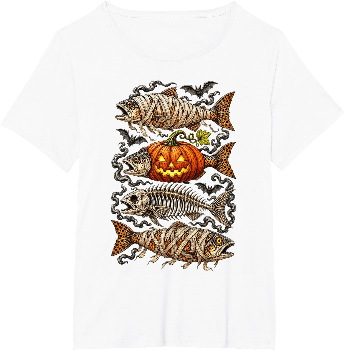 Halloween Trout Fish Ghost T-Shirt - White