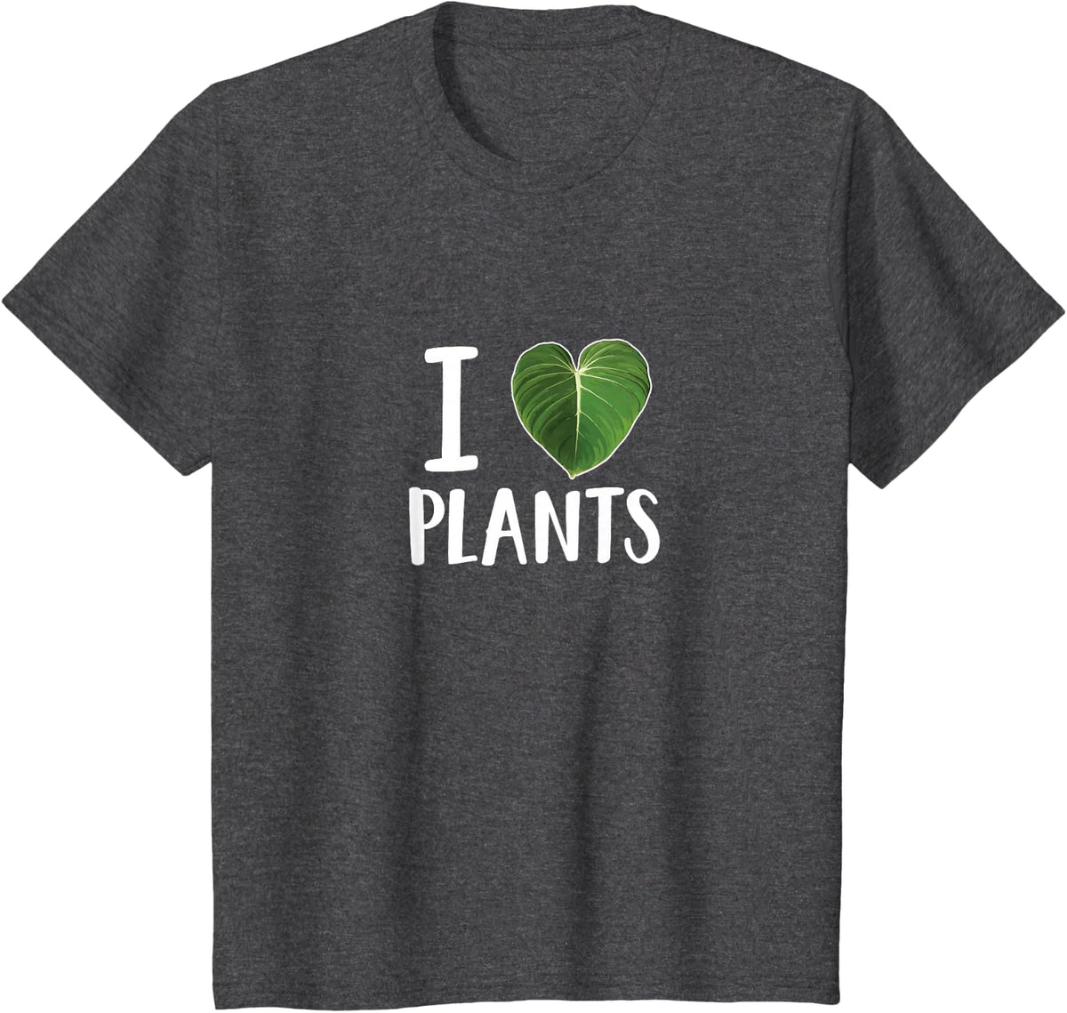 I Love Plants I Heart Plants Leaf T-Shirt - Dark Heather Grey