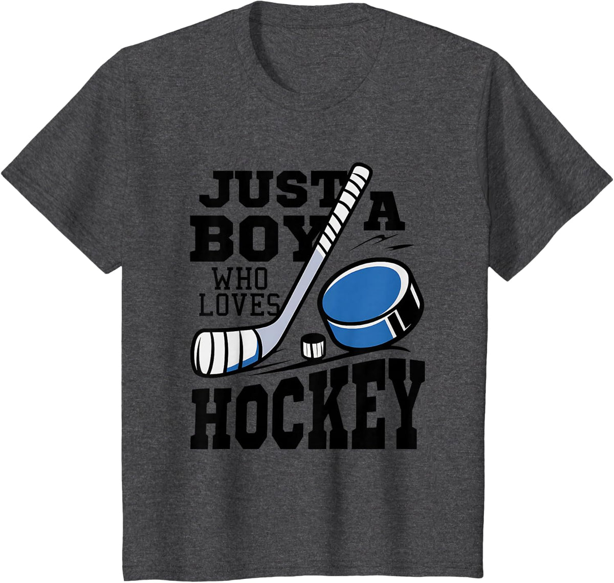 Just A Boy Who Loves Hockey Ice Hockey Lover Boys Ice Hockey T-Shirt - Dark Heather Grey