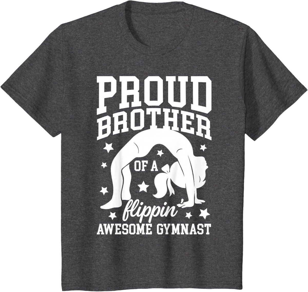 Proud Brother of A Gymnast Bro Gymnastics Brother T-Shirt - Dark Heather Grey