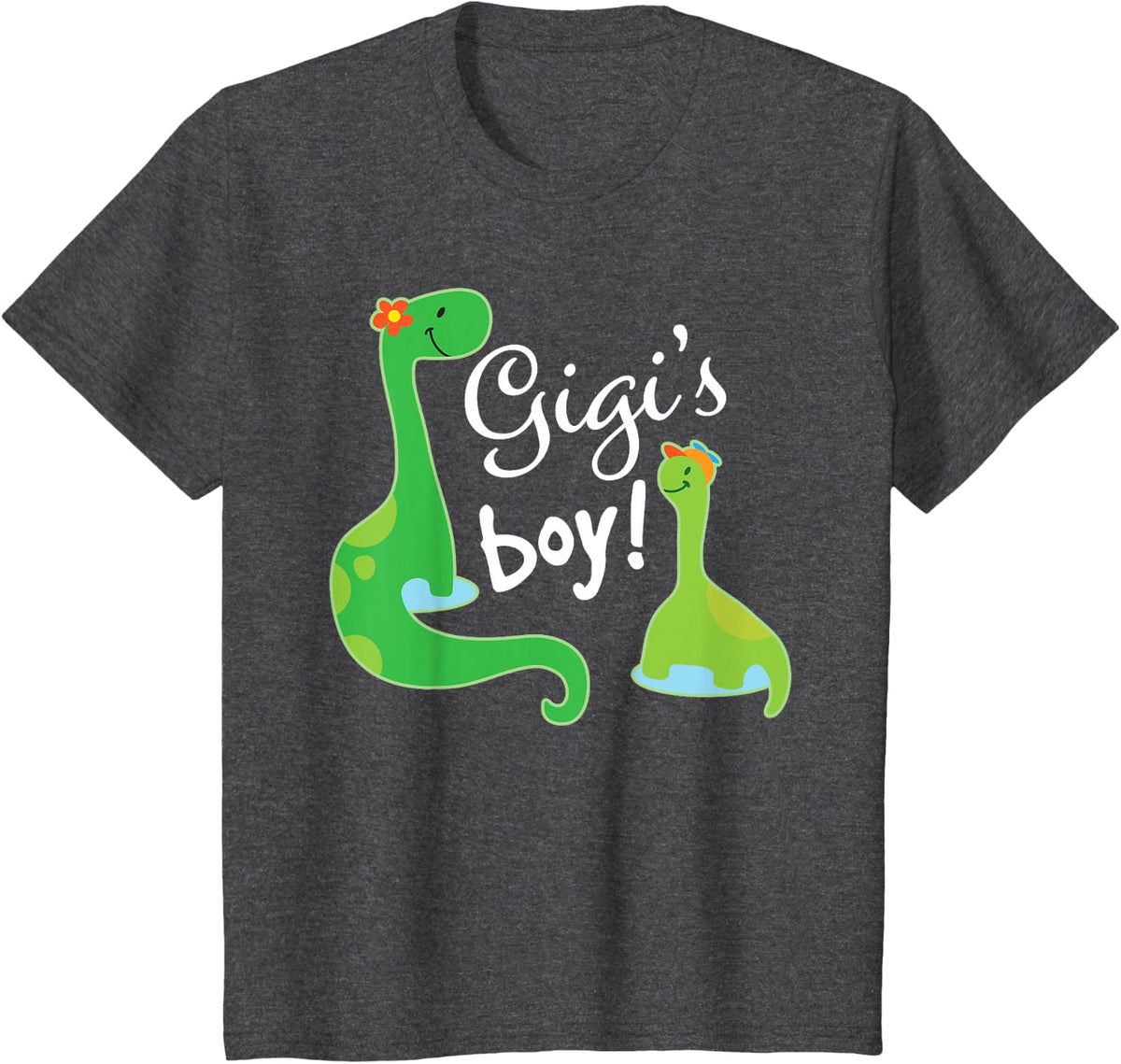 Kids Gigi Boy Grandson Dinosaur T-Shirt - Dark Heather Grey