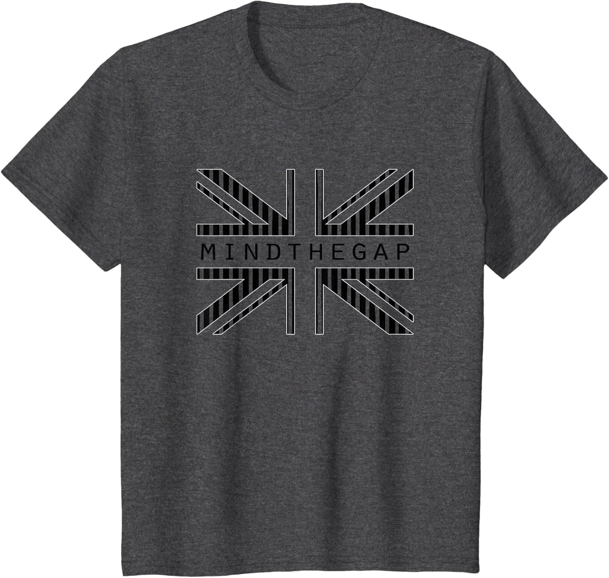 London Souvenir Mind The Gap Social Distancing T-Shirt - Dark Heather Grey