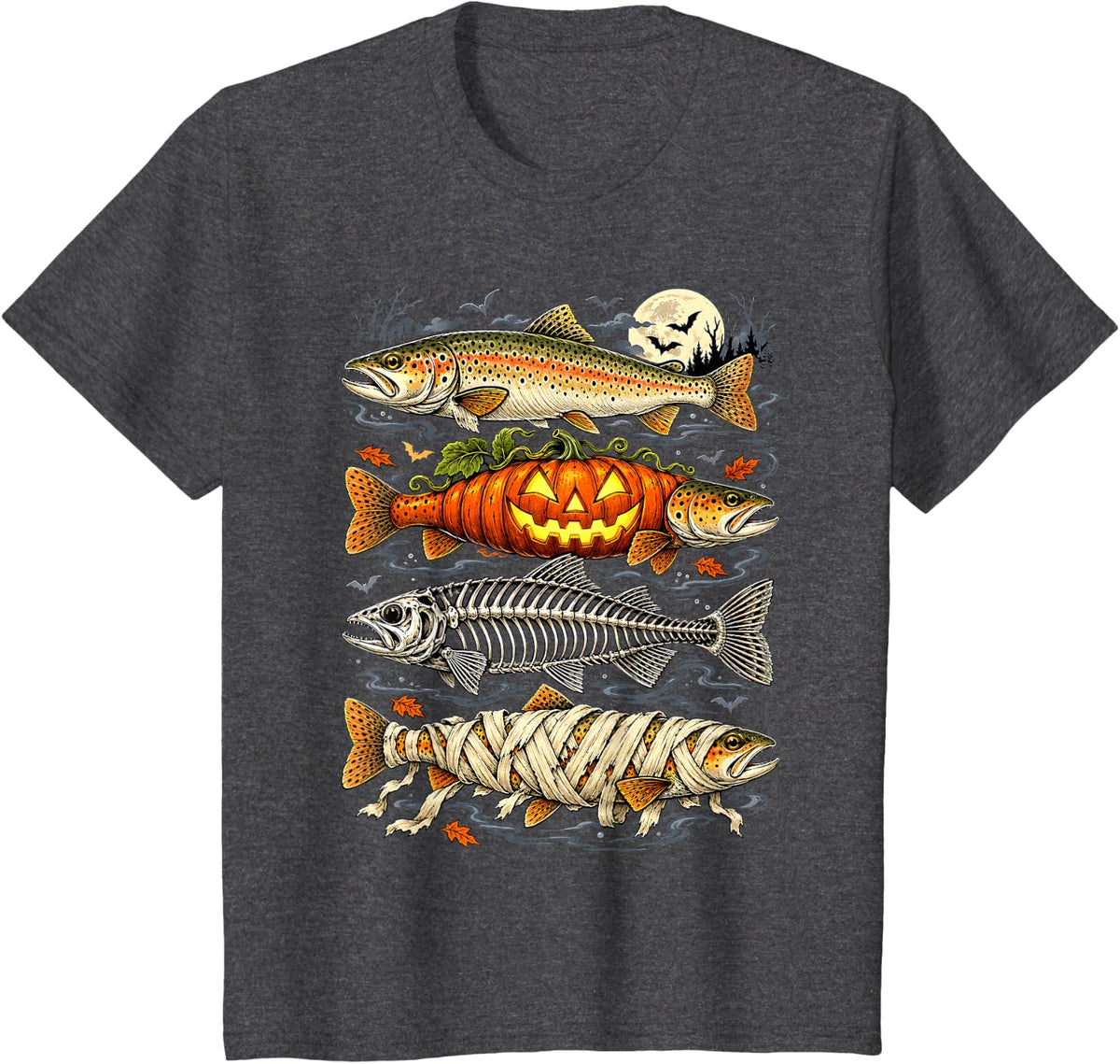 Funny Bass Catcher Magic Season Sea Creatures T-Shirt - Dark Heather Grey