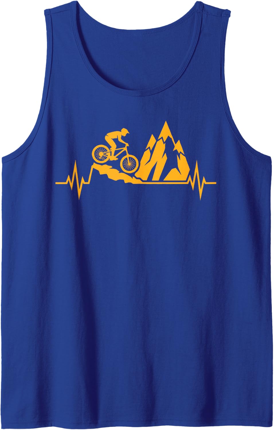 Mountain Biking Heartbeat Funny MTB Rider Cycling Fan Bars Tank Top - Royal Blue