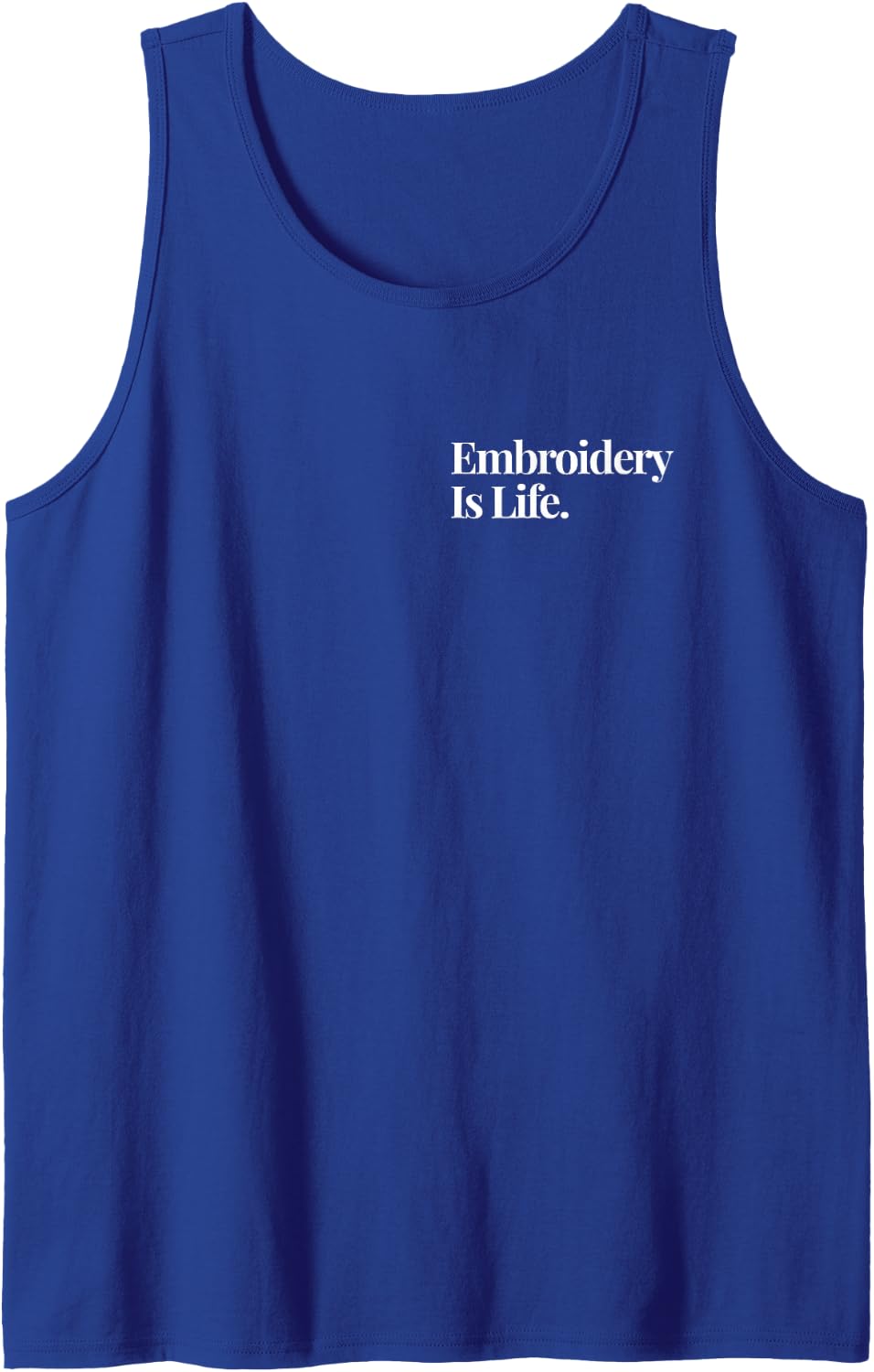 Embroidery is Life Minimalist Needlework Fan Subtle Sleeveless Tank Top - Royal Blue