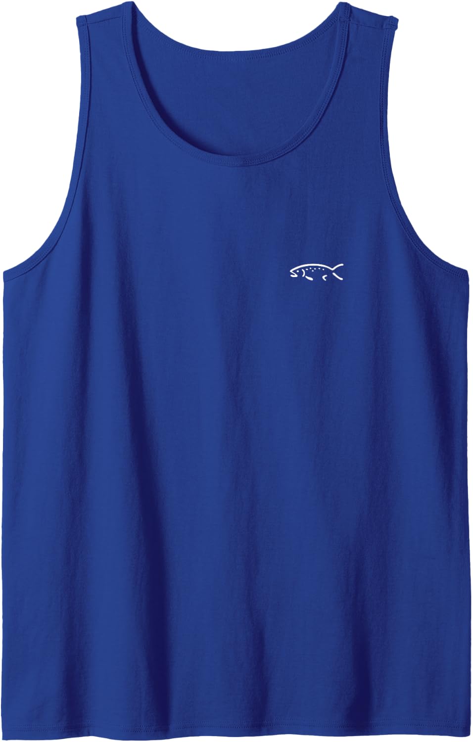 Simple Minimalist Badge Patch Line Art Trout Fish Fishing Tank Top - Royal Blue