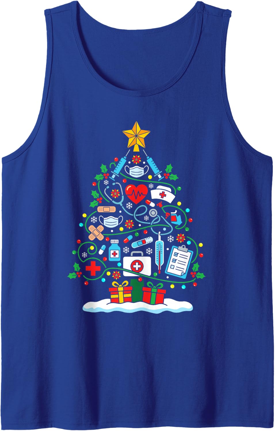 Nurse Tools Christmas Tree Lights RN Nursing Medical Xmas Sleeveless Tank Top - Royal Blue