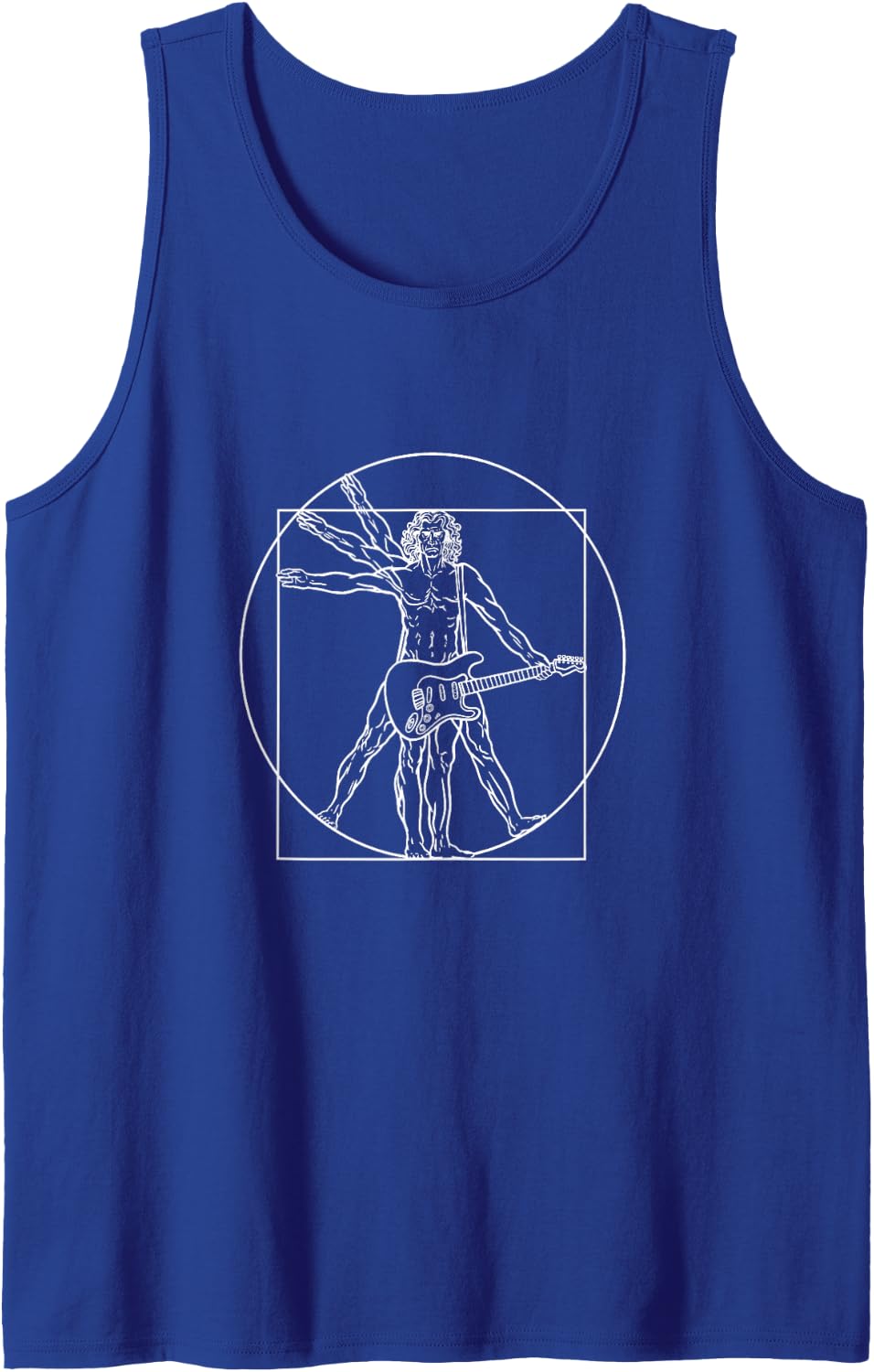 Vitruvian Mann, Rocker Music Electric Guitar Rock Music Da Vinci Tank Top - Royal Blue