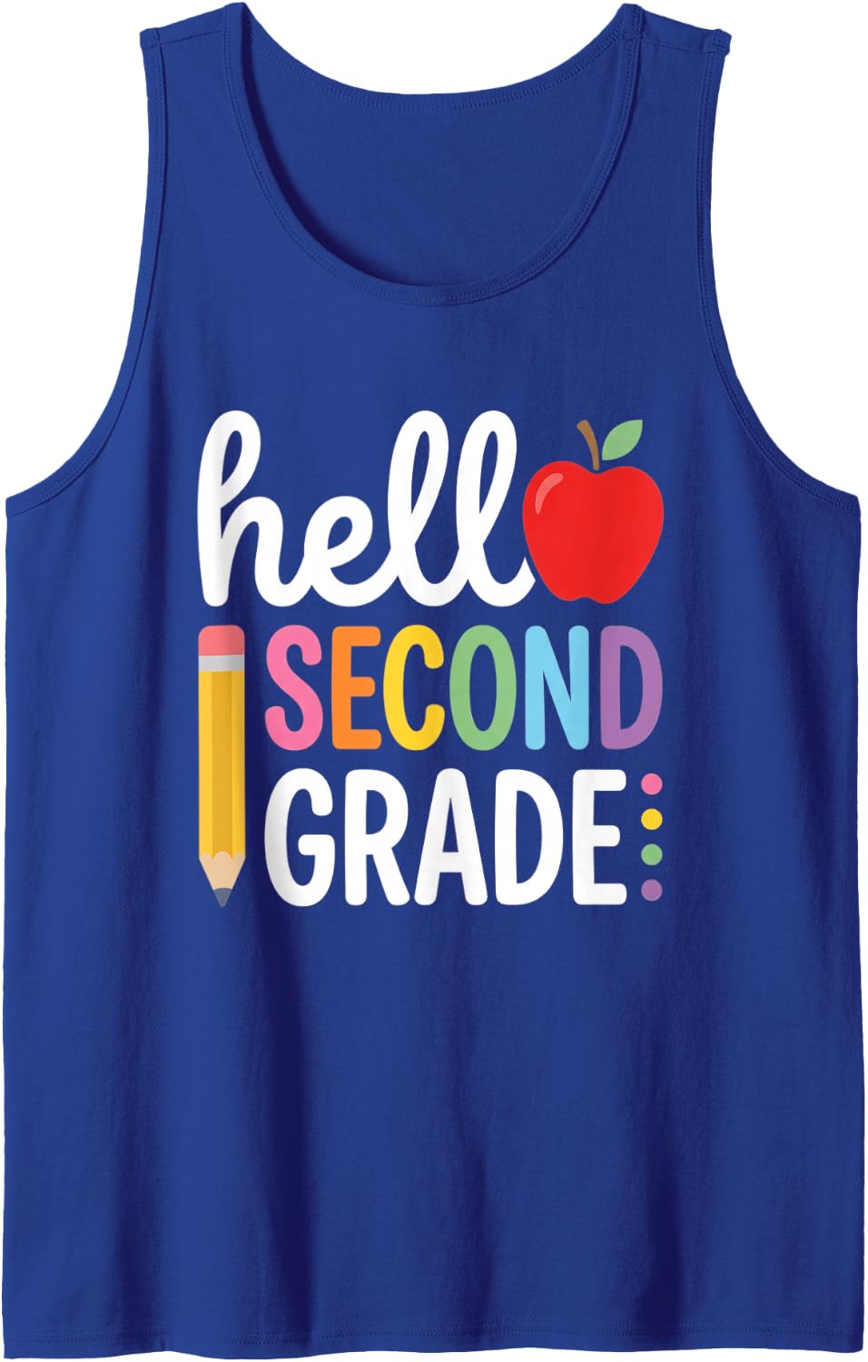 Hello Second Grade Back to School Elementary Kids Sleeveless Tank Top - Royal Blue