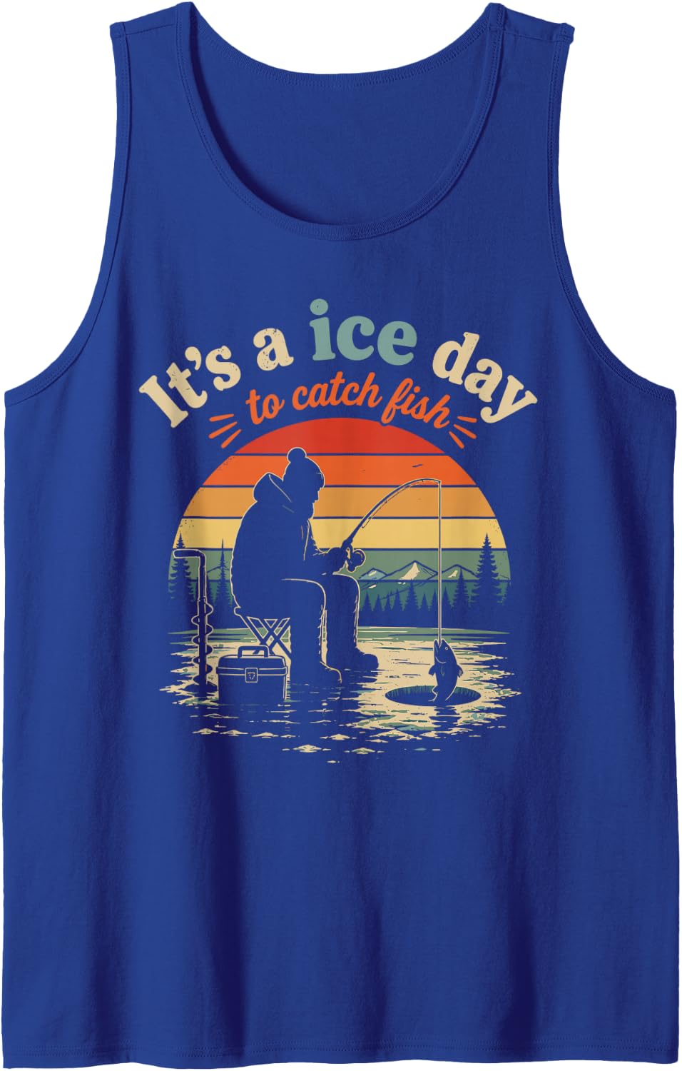 Funny Ice Fishing Sleeveless Tank Top - Royal Blue