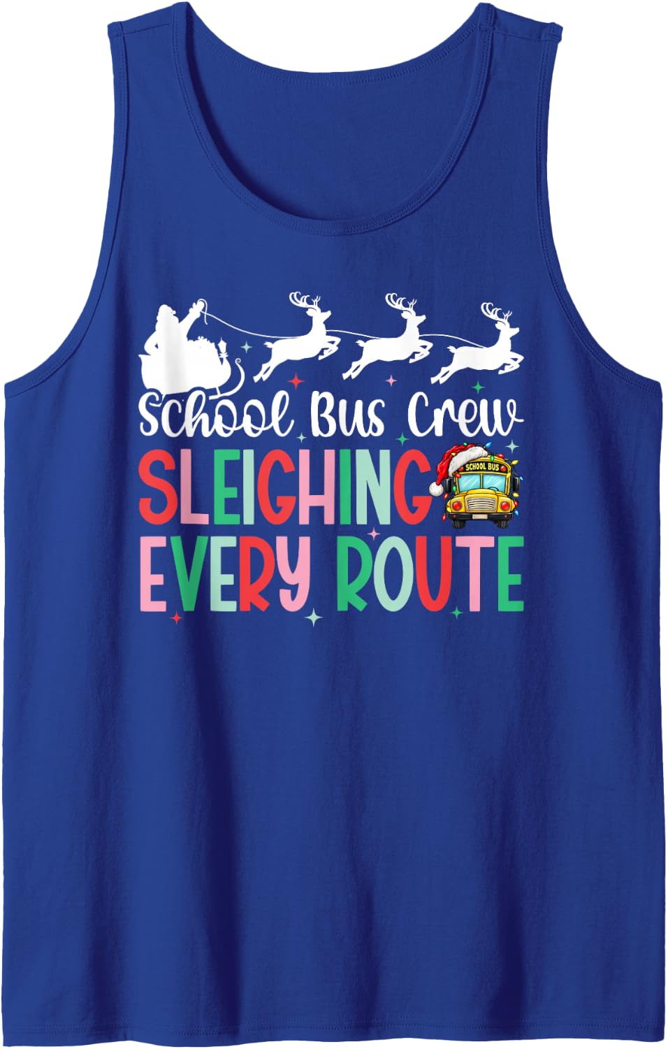 School Bus Crew Christmas School Bus Driver Xmas Party Sleeveless Tank Top - Royal Blue