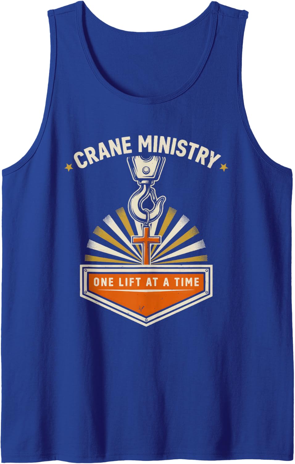Christian Crane Operator Job Jesus Christ Tower Crane Sleeveless Tank Top - Royal Blue