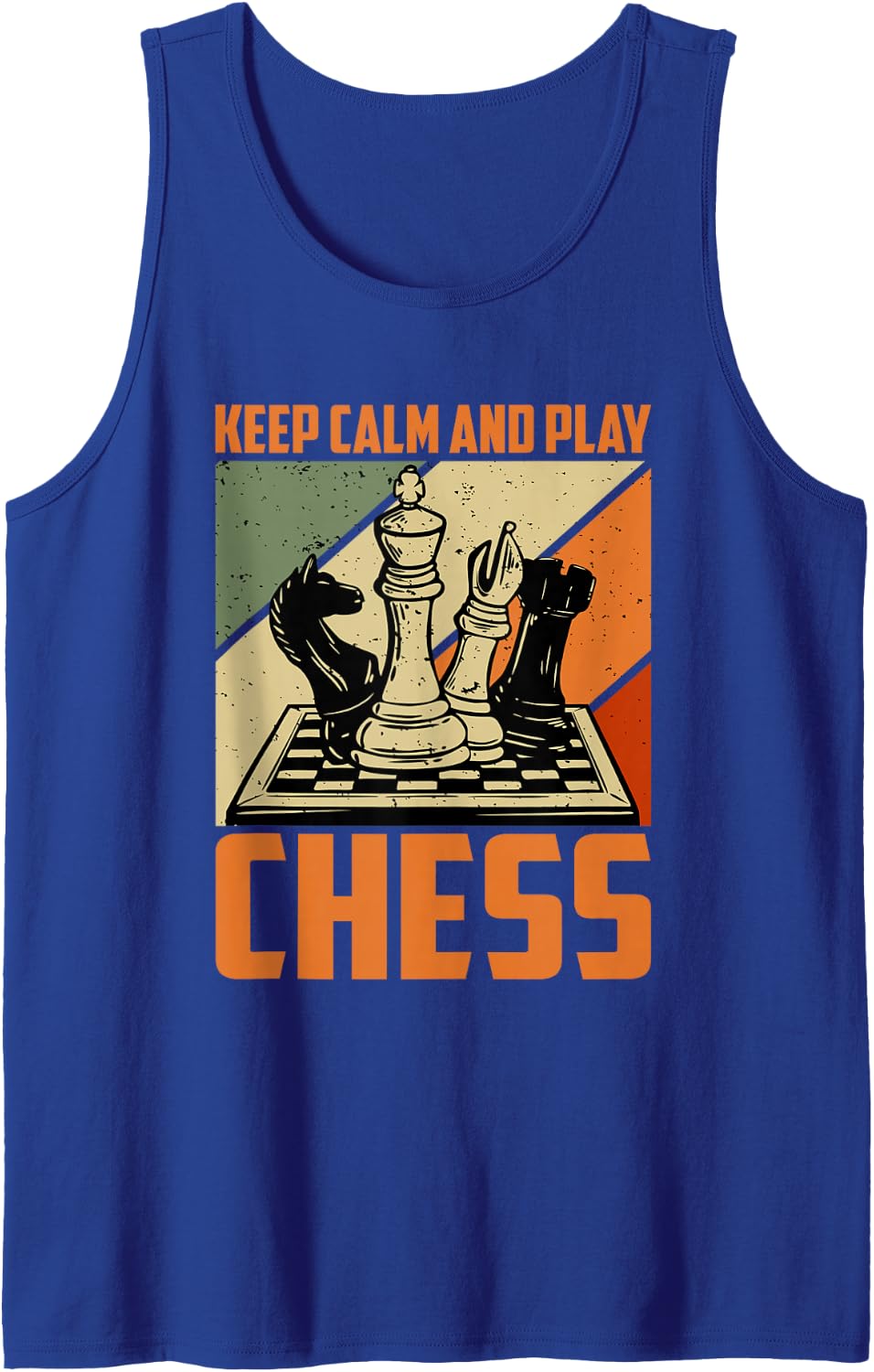 Chess Player Retro Keep Calm and Play Chess Sleeveless Tank Top - Royal Blue
