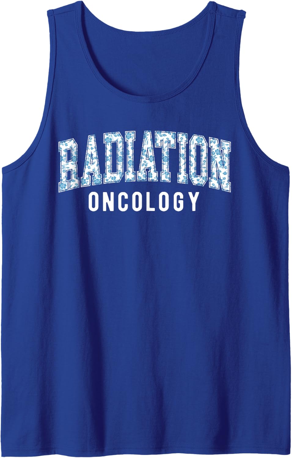 Floral Radiation Oncology Nurse Radiologic Technologist Sleeveless Tank Top - Royal Blue