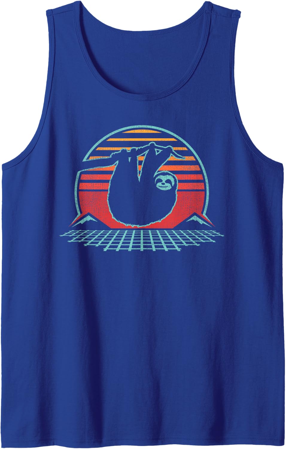 Sloth Lover Animal Retro Vintage 80s Style Tank Top - Royal Blue