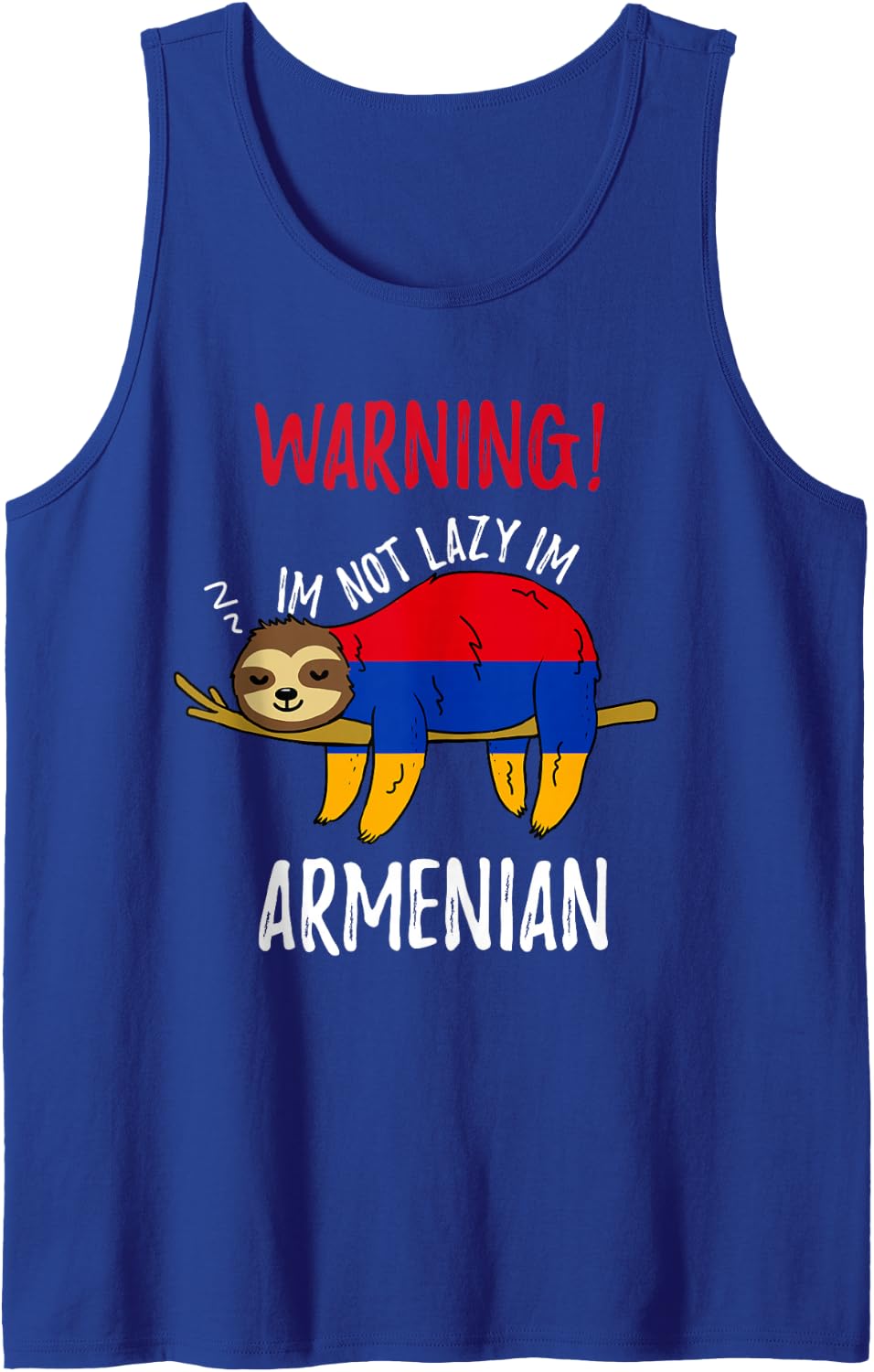 Armenia Flag Sloth Im Not Lazy Im Armenian Sleeveless Tank Top - Royal Blue
