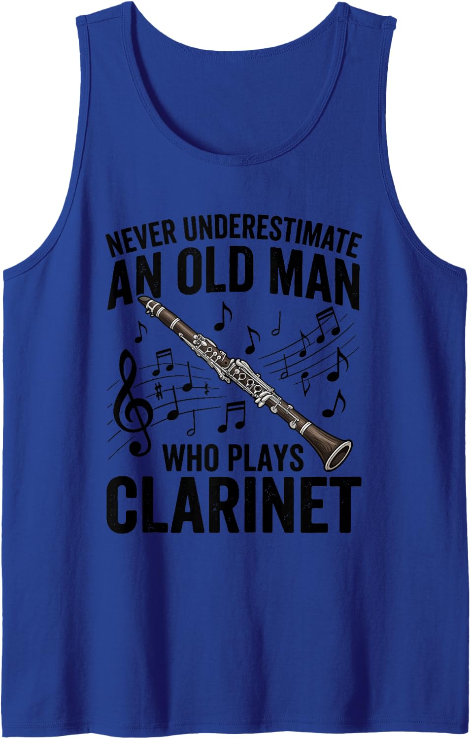 Never Underestimate an Old Man Who Plays Clarinet Funny Sleeveless Tank Top - Royal Blue