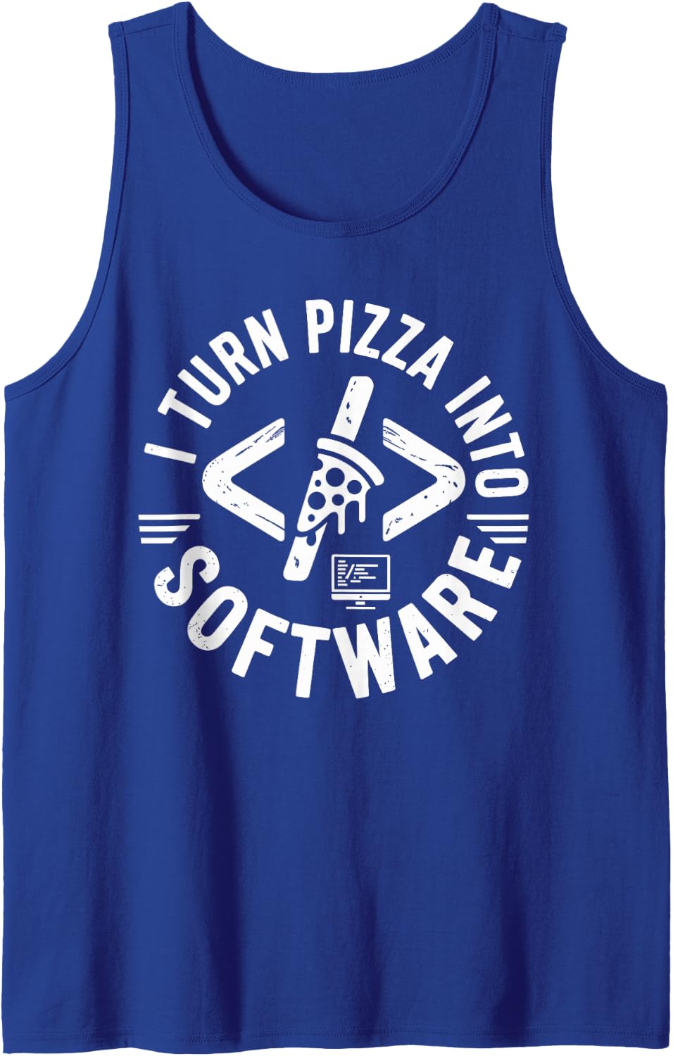 I Turn Pizza Into Software Funny Programmer Tank Top - Royal Blue