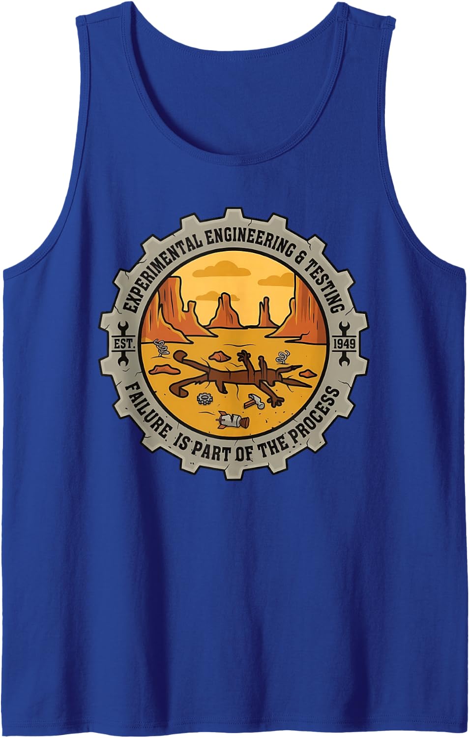 Experimental Engineering Failure is Part of Process Sleeveless Tank Top - Royal Blue