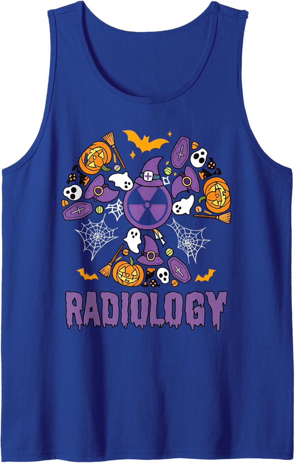 Halloween Radiology Radiation Symbol Pumpkin Ghost Xray Tech Sleeveless Tank Top - Royal Blue