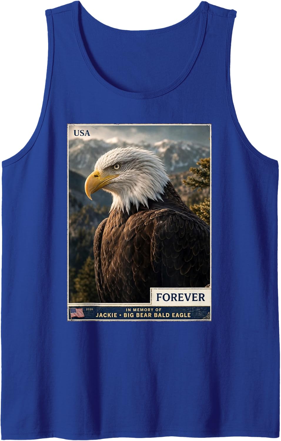 Jackie Big Bear Bald Eagle Memorial Tank Top - Royal Blue