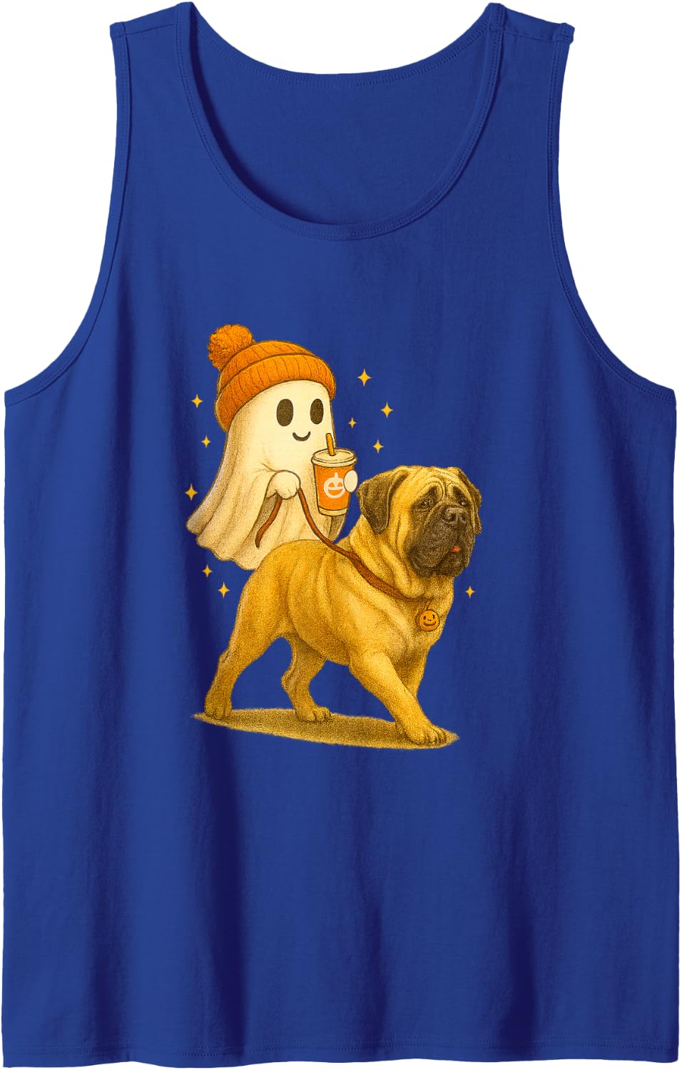 Mastiff Halloween Ghost Walking Mastiff Dog Sleeveless Tank Top - Royal Blue