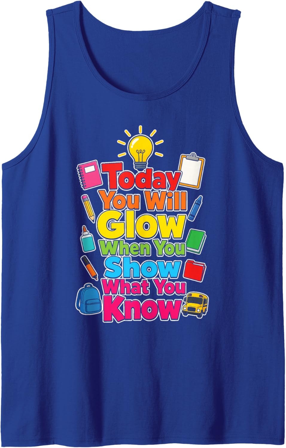 Elementary School Kids Show What You Know First Day Gift Sleeveless Tank Top - Royal Blue