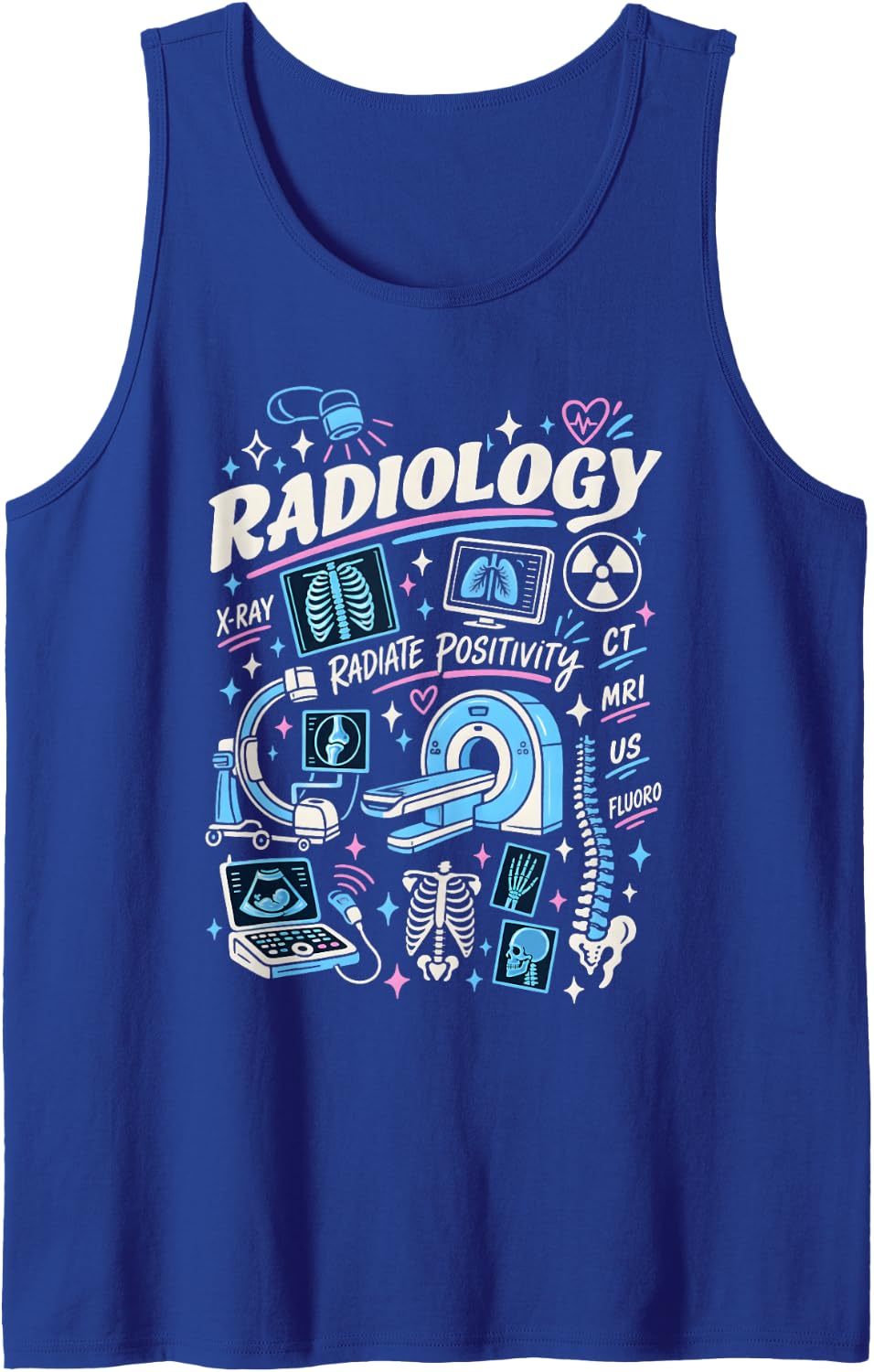 Radiology Radiate Positivity Medical Imaging Sleeveless Tank Top - Royal Blue