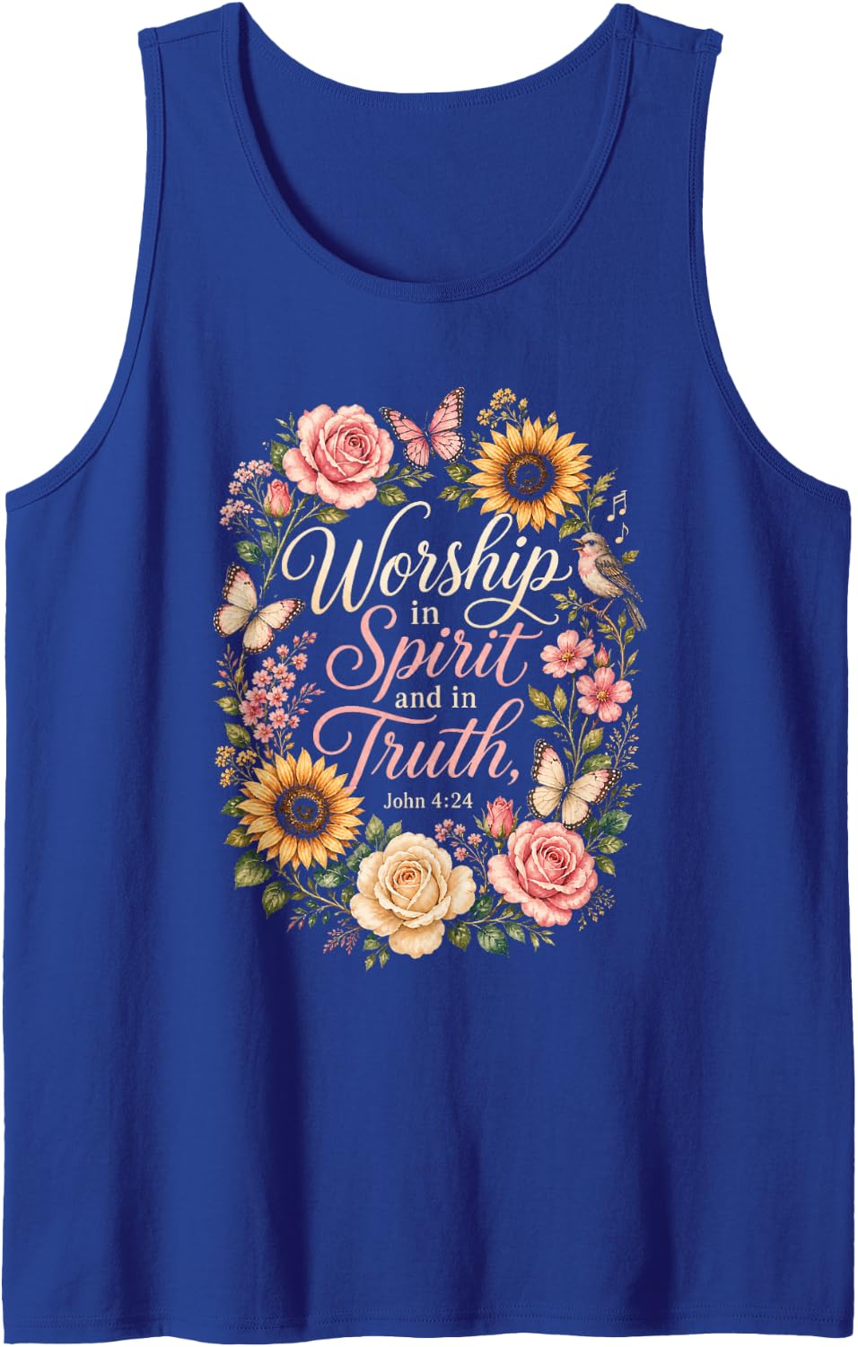 Christian Women Worship in Spirit and in Truth John 4:24 Sleeveless Tank Top - Royal Blue