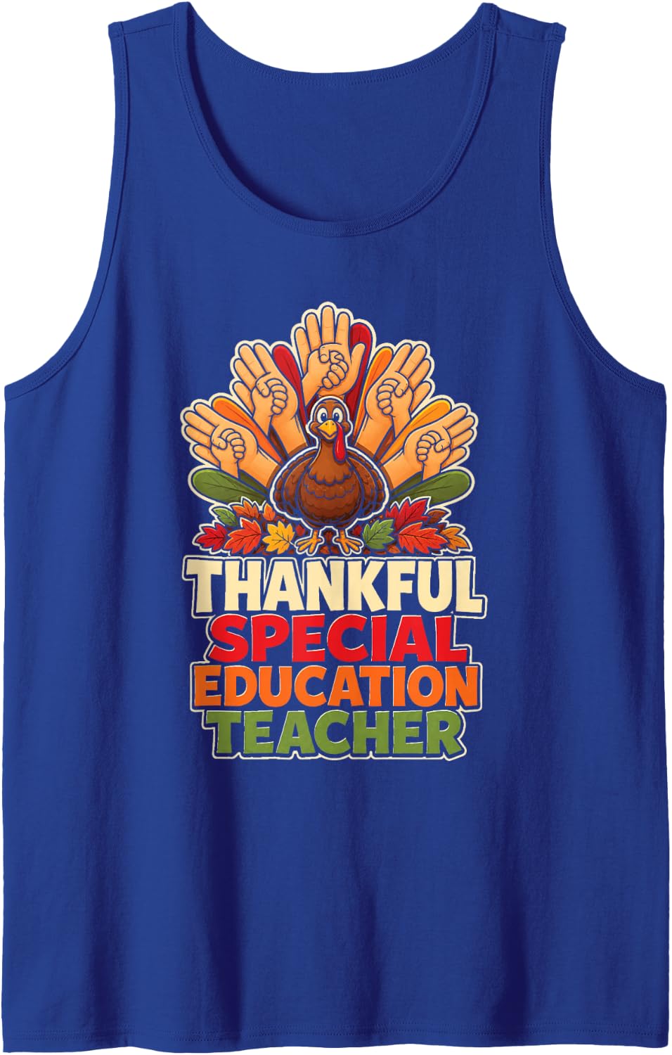 Special Education Teacher Gift Thankful SPED Elementary Sleeveless Tank Top - Royal Blue