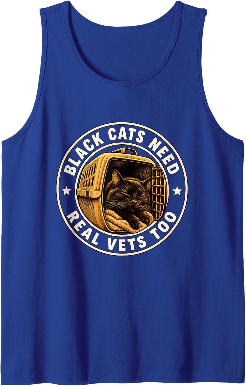 Black Cats Need Real Vets Too Sleeveless Tank Top - Royal Blue