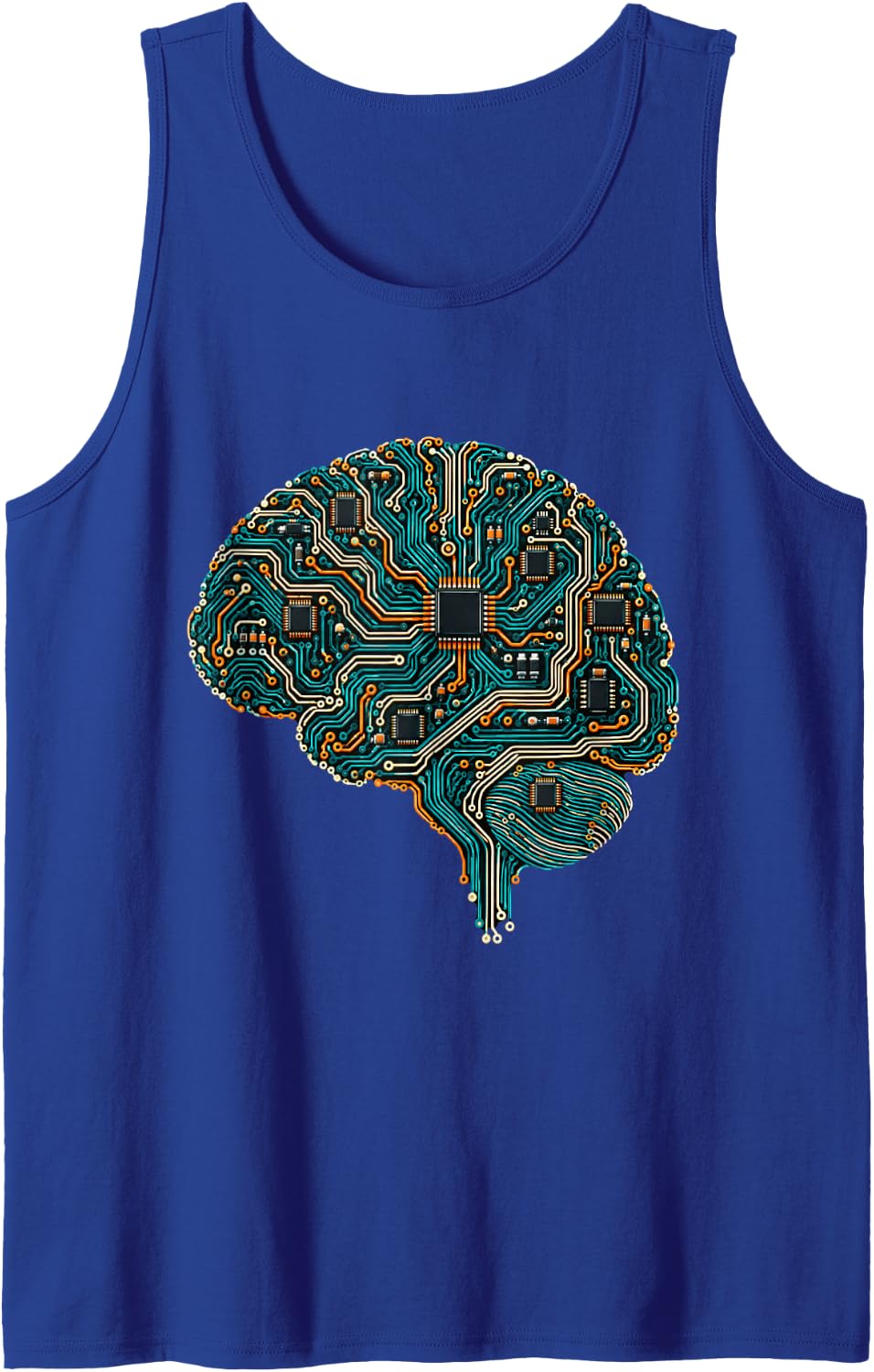 Circuit Board Brain Technology AI Computer Engineering Sleeveless Tank Top - Royal Blue