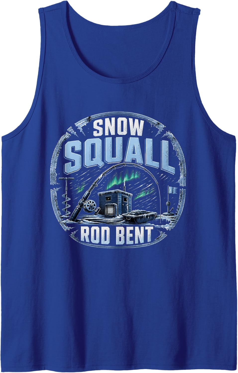 Snow Squall Rod Bent Ice Fishing Hard Water Angler Sleeveless Tank Top - Royal Blue